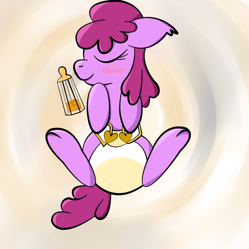 Size: 500x500 | Tagged: artist:crinkleponipone, baby bottle, berry punch, berryshine, blushing, diaper, diaper fetish, on back, poofy diaper, questionable, sleeping, solo, urine, wet diaper