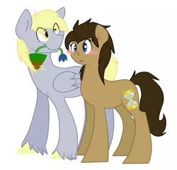 Size: 2053x1969 | Tagged: artist:chub-wub, derpibooru import, derpy hooves, doctorderpy, doctor whooves, dopey hooves, dopeytoress, female, flower, male, professor whooves, rule 63, safe, shipping, straight, the doctoress, time turner