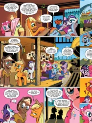 Size: 720x960 | Tagged: safe, artist:andypriceart, derpibooru import, idw, applejack, fluttershy, pinkie pie, rainbow dash, rarity, sheriff tumbleweed, twilight sparkle, twilight sparkle (alicorn), alicorn, pony, spoiler:comic, spoiler:comic25, comic, female, idw advertisement, luggage, male, mane six, mare, official comic, preview, speech bubble, stallion, star (coat marking), suitcase