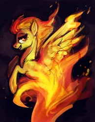 Size: 1024x1317 | Tagged: artist:tracymod, derpibooru import, fire, genie, safe, solo, spitfiery, spitfire, surreal