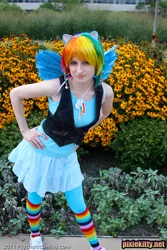 Size: 567x850 | Tagged: artist:pixiekitty, cosplay, derpibooru import, human, irl, irl human, photo, rainbow dash, safe