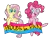 Size: 508x401 | Tagged: safe, artist:hitokage195, derpibooru import, fluttershy, pinkie pie, image, lgbt, mouthpiece, old banner, pansexual, pansexual pride flag, png, politics, pride, sexuality headcanon