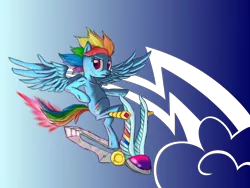 Size: 1600x1200 | Tagged: artist:xilenobody143, derpibooru import, rainbow dash, safe, scooter, solo