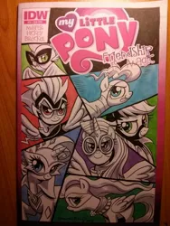 Size: 600x800 | Tagged: safe, artist:brendahickey, derpibooru import, applejack, fili-second, fluttershy, humdrum, masked matter-horn, mistress marevelous, pinkie pie, radiance, rainbow dash, rarity, saddle rager, spike, twilight sparkle, twilight sparkle (alicorn), zapp, alicorn, pony, power ponies (episode), female, mane six, mare, power ponies