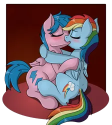 Size: 2464x2744 | Tagged: safe, artist:drako1997, derpibooru import, firefly, rainbow dash, pegasus, pony, comic:dash academy, blushing, dashfly, eyes closed, female, g1, g1 to g4, gencest, generation leap, kissing, lesbian, mare, not incest, not selfcest, shipping, simple background