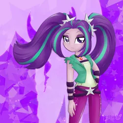 Size: 1280x1280 | Tagged: safe, artist:piichu-pi, derpibooru import, aria blaze, equestria girls, rainbow rocks, abstract background, female, gem, siren gem, solo