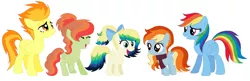 Size: 1432x464 | Tagged: safe, artist:unoriginai, derpibooru import, rainbow dash, spitfire, oc, pegasus, pony, blank flank, cute, family, female, filly, lesbian, magical lesbian spawn, mare, offspring, parent:rainbow dash, parent:spitfire, parents:spitdash, shipping, simple background, spitdash, transparent background