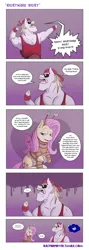 Size: 2895x8092 | Tagged: safe, artist:raph13th, derpibooru import, bulk biceps, derpy hooves, fluttershy, pegasus, pony, comic:built for power, ..., blue screen of death, comic, dialogue, female, flutterbulk, gradient background, hulk hogan, male, mare, nightmare night, shipping, speech bubble, stallion, straight, sweat, thought bubble, unshorn fetlocks