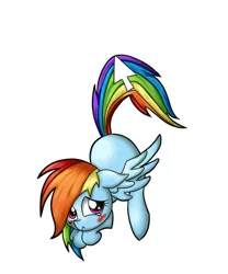 Size: 500x600 | Tagged: safe, artist:mingy.h, derpibooru import, rainbow dash, pegasus, pony, blushing, computer mouse, crying, cursor, cute, dashabetes, desktop ponies, embarrassed, pixiv, simple background, solo, tail pull, white background