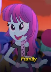 Size: 356x494 | Tagged: safe, derpibooru import, screencap, drama letter, microchips, mystery mint, watermelody, equestria girls, rainbow rocks, background human, cute, discovery family, discovery family logo, logo, mysterybetes, solo focus, teeth