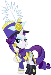 Size: 3997x5860 | Tagged: safe, artist:irisiter, derpibooru import, rarity, pony, unicorn, testing testing 1-2-3, absurd resolution, ancient wonderbolts uniform, boots, clothes, female, hat, mare, sgt. rarity, shako, shoes, simple background, solo, transparent background, uniform, vector