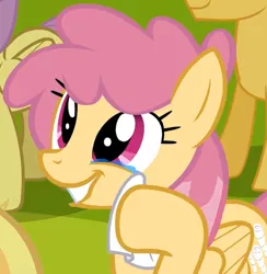 Size: 662x678 | Tagged: safe, derpibooru import, screencap, dizzy twister, orange swirl, pegasus, pony, hurricane fluttershy, background pony, cropped, crying, cute, dizzybetes, handkerchief, solo focus, tears of joy, tissue, wiping