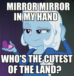 Size: 512x532 | Tagged: safe, derpibooru import, trixie, equestria girls, rainbow rocks, animated, compact, image macro, meme, snow white, snow white and the seven dwarfs, trixie yells at everything