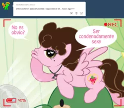 Size: 1024x892 | Tagged: afro, angel pony, artist:shinta-girl, ask, derpibooru import, oc, oc:shinta pony, safe, solo, spanish, tumblr, unofficial characters only