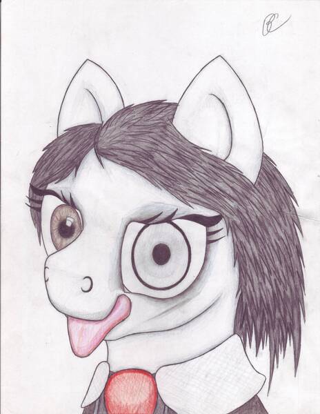 Size: 5102x6599 | Tagged: safe, artist:bluepianta, derpibooru import, absurd resolution, close-up, eyeshadow, marelyn manson, marilyn manson, solo, tongue out, traditional art