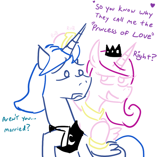 Size: 800x800 | Tagged: all the mares tease artemis, artist:jargon scott, derpibooru import, female, half r63 shipping, heart, implied incest, lundance, male, prince artemis, princess cadance, princess cadance is always horny, princess luna, rule 63, shipping, straight, suggestive