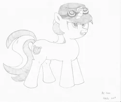 Size: 2020x1700 | Tagged: artist:mc-ryan, derpibooru import, determined, hat, hermes, lyra heartstrings, monochrome, safe, solo, team fortress 2, traditional art