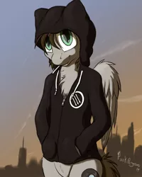 Size: 1920x2400 | Tagged: safe, artist:punk-pegasus, derpibooru import, oc, oc:menzing, unofficial characters only, semi-anthro, clothes, hoodie, lollipop, solo