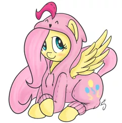 Size: 1198x1214 | Tagged: artist:silver1kunai, clothes, derpibooru import, fluttershy, pajamas, safe, solo