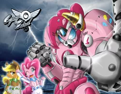 Size: 3300x2550 | Tagged: applejack, artist:taekwon-magic, crossover, derpibooru import, drivesuit, jaeger, mech, mecha, pacific rim, pinkie pie, safe