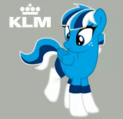 Size: 894x861 | Tagged: safe, artist:maggie-x-awesomeness, derpibooru import, oc, ponified, unofficial characters only, pegasus, pony, airline, blue, clothes, female, freckles, klm, logo, mare, mascot, socks, solo, x