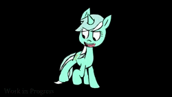 Size: 480x270 | Tagged: safe, artist:isaiahdjkim, derpibooru import, lyra heartstrings, pony, unicorn, fanfic:anthropology, animated, bipedal, black background, butt shake, dancing, female, flank spin, frame by frame, gritted teeth, looking at you, looking back, looking back at you, lyra hindstrings, mare, open mouth, plot, simple background, singing, smiling, solo, tail twirl, twerking, wip, youtube link