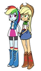 Size: 627x1091 | Tagged: dead source, safe, artist:nintendash, derpibooru import, applejack, rainbow dash, equestria girls, appledash, arrested, cuffs, female, lesbian, prisoner rd, shipping