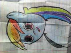 Size: 2592x1936 | Tagged: artist:dash-dash, derpibooru import, lined paper, rainbow dash, safe, sideways image, sketch, solo, traditional art, wip