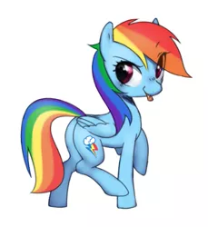 Size: 539x589 | Tagged: safe, artist:30clock, derpibooru import, rainbow dash, pegasus, pony, :p, cute, dashabetes, eye clipping through hair, female, mare, plot, simple background, solo, tongue out, white background