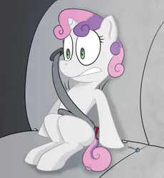 Size: 919x1000 | Tagged: artist:okiedokielowkey, derpibooru import, safe, seatbelt, seatie belt, solo, sweetie belle