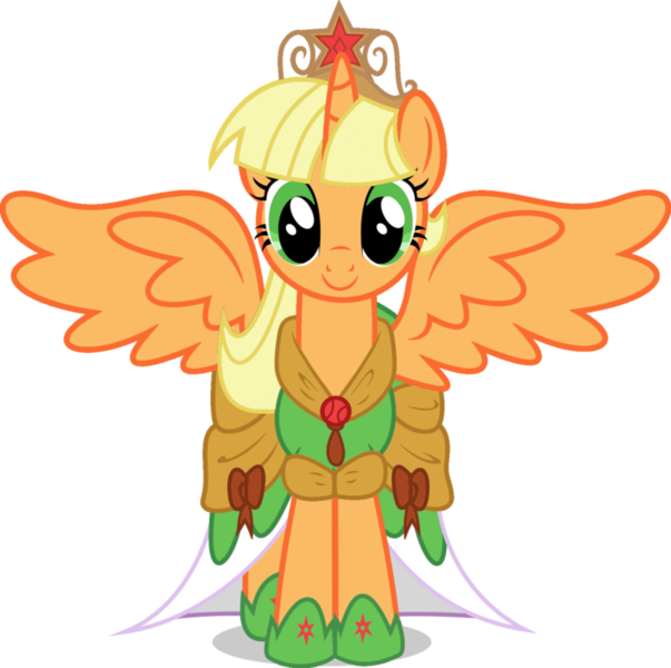 Size: 896x892 | Tagged: safe, artist:blah23z, derpibooru import, applejack, twilight sparkle, twilight sparkle (alicorn), alicorn, pony, alicornified, applecorn, race swap, recolor, simple background, solo, transparent background