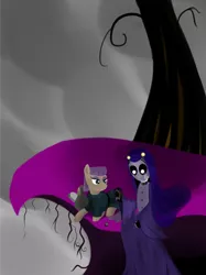 Size: 1817x2423 | Tagged: artist:poecillia-gracilis19, crossover, derpibooru import, maud pie, misery, ruby gloom, semi-grimdark