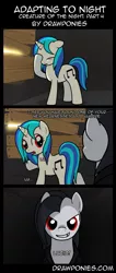 Size: 583x1371 | Tagged: safe, artist:drawponies, artist:terminuslucis, derpibooru import, vinyl scratch, oc, oc:lucid, pony, unicorn, comic:adapting to night, comic:adapting to night: creature of the night, comic, creature of the night