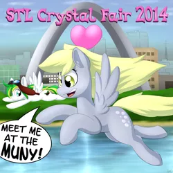 Size: 1650x1650 | Tagged: safe, artist:lamia, derpibooru import, derpy hooves, oc, pegasus, pony, arch, city, female, gateway arch, heart, mare, muny, st. louis, st. louis crystal fair