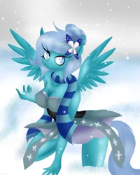 Size: 2550x3181 | Tagged: anthro, artist:louderspeakers, derpibooru import, oc, oc:winter, safe, snow, snowfall, solo, unofficial characters only