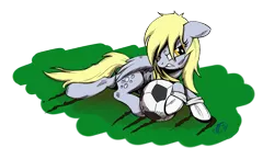 Size: 1179x683 | Tagged: safe, artist:brisineo, derpibooru import, derpy hooves, pegasus, pony, female, football, goalie, goalkeeper, mare, safest hooves, solo