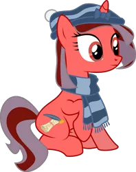 Size: 2370x3000 | Tagged: safe, artist:ruinedomega, derpibooru import, oc, oc:ademitia, unofficial characters only, pony, unicorn, bow, clothes, hat, ponyscape, scarf, simple background, sitting, transparent background, vector