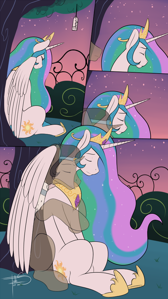 Size: 564x1000 | Tagged: artist:freckles, celestibra, comic, derpibooru import, female, ghost, good king sombra, king sombra, male, princess celestia, sad, safe, shipping, straight