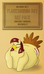 Size: 750x1250 | Tagged: safe, artist:bigponiesinc, derpibooru import, oc, oc:squeezebox, unofficial characters only, earth pony, pony, turkey, belly, big belly, clothes, costume, fat, huge belly, morbidly obese, obese, thanksgiving