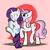 Size: 2720x2720 | Tagged: safe, artist:rubbermage, derpibooru import, rarity, sweetie belle, age progression, age swap, belle sisters, carrying, image, older, older sweetie belle, png, role reversal, scruff, sisters, young rarity, younger