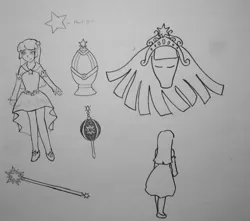 Size: 1310x1160 | Tagged: artist:punksweet, derpibooru import, grief seed, human, humanized, monochrome, puella magi madoka magica, safe, soul gem, traditional art, twilight sparkle, wand