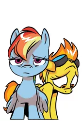 Size: 543x804 | Tagged: artist:jay fosgitt, derpibooru import, goggles, idw, idw advertisement, no mouth, rainbow dash, sad, sadness, safe, spitfire, spoiler:comic, spoiler:comicff11