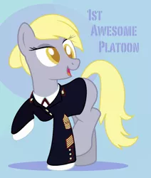 Size: 922x1088 | Tagged: safe, artist:ethanchang, derpibooru import, derpy hooves, pegasus, pony, 1st awesome platoon, clothes, female, mare, marine, master gunnery sergeant, military, military uniform, sergeant, solo, uniform, wingless