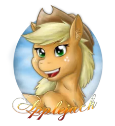 Size: 865x953 | Tagged: applejack, artist:kukotte, chest fluff, derpibooru import, ear fluff, open mouth, safe, smiling, solo