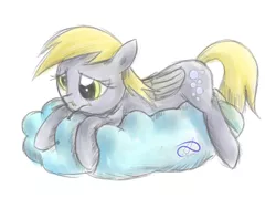 Size: 2000x1500 | Tagged: safe, artist:poisonicpen, derpibooru import, derpy hooves, pegasus, pony, female, mare, sad, sick, solo