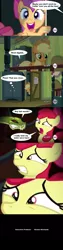 Size: 640x2520 | Tagged: safe, derpibooru import, edit, edited screencap, screencap, apple bloom, applejack, chimera sisters, scootaloo, chimera, earth pony, pegasus, pony, somepony to watch over me, alternate ending, bad end, comic, credit joke, female, filly, implied death, implied vore, mare, multiple heads, peril, speech bubble, thought bubble, three heads