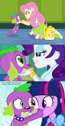 Size: 1200x2311 | Tagged: safe, derpibooru import, edit, edited screencap, screencap, fluttershy, rarity, spike, twilight sparkle, dog, equestria girls, female, flutterspike, heart eyes, imminent kissing, kissing, lidded eyes, love, love triangle, male, shipping, sparity, spike gets all the equestria girls, spike gets all the mares, spike the dog, spikelove, straight, twispike, wingding eyes