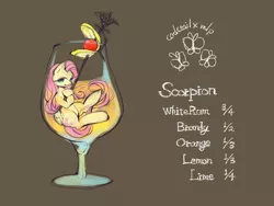 Size: 1000x750 | Tagged: safe, artist:wan, derpibooru import, fluttershy, pony, alcohol, cocktail, micro, recipe, solo