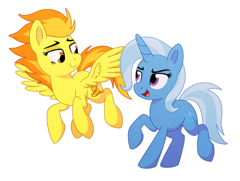 Size: 949x718 | Tagged: safe, artist:thegamblehorse, deleted from derpibooru, derpibooru import, spitfire, trixie, pegasus, pony, unicorn, female, lesbian, mare, shipping, simple background, transparent background, trixfire