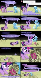 Size: 2405x4520 | Tagged: safe, artist:evil-dec0y, derpibooru import, trixie, twilight sparkle, twilight sparkle (alicorn), alicorn, pony, comic:trixie vs., ask, comic, female, filly, mare, mona lisa, moon, starry night, tumblr, younger